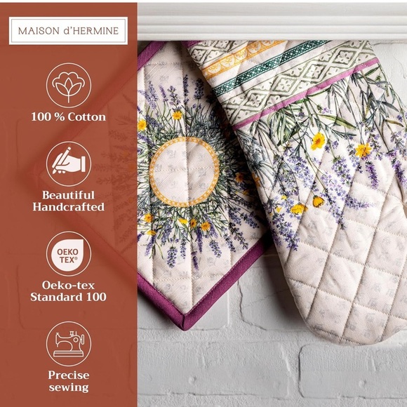 Maison d' Hermine 100% Cotton Oven Mitt & Pot Holder Set - Picture 6 of 11